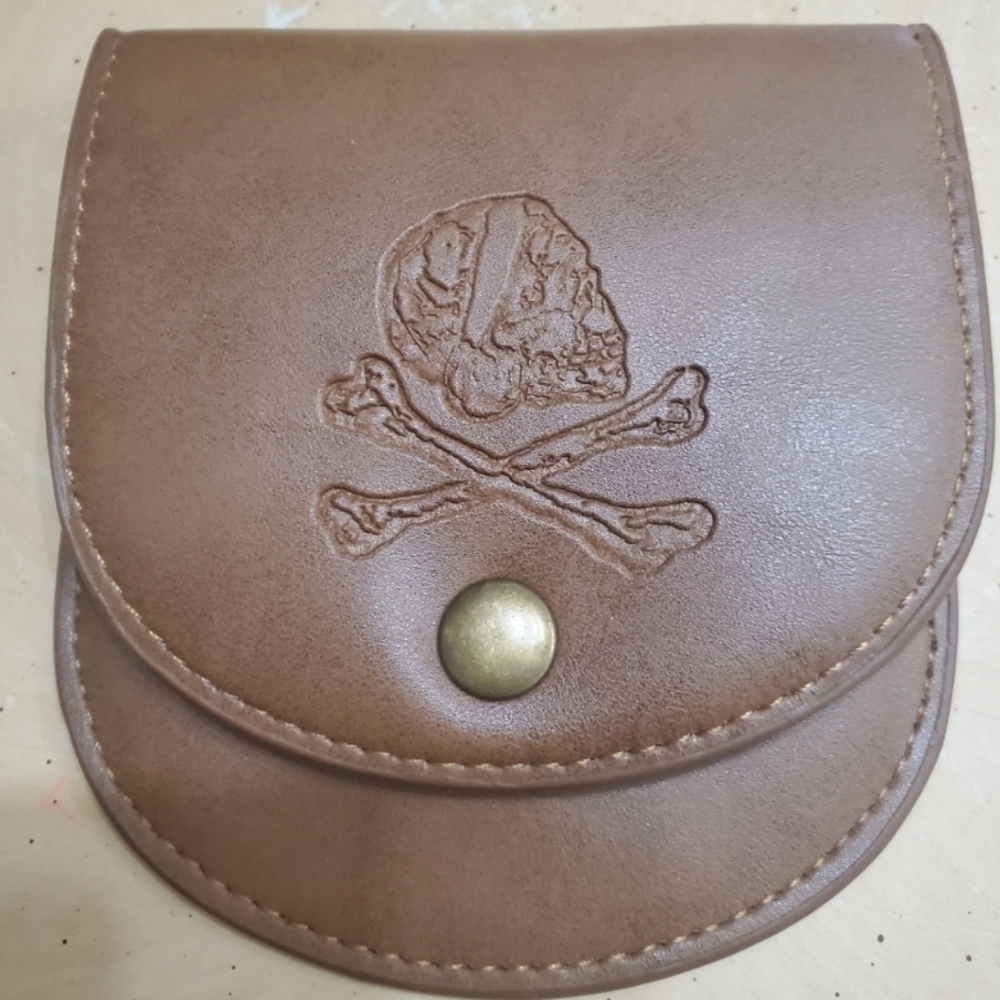 Brown Leather Skull Embossed Wallet